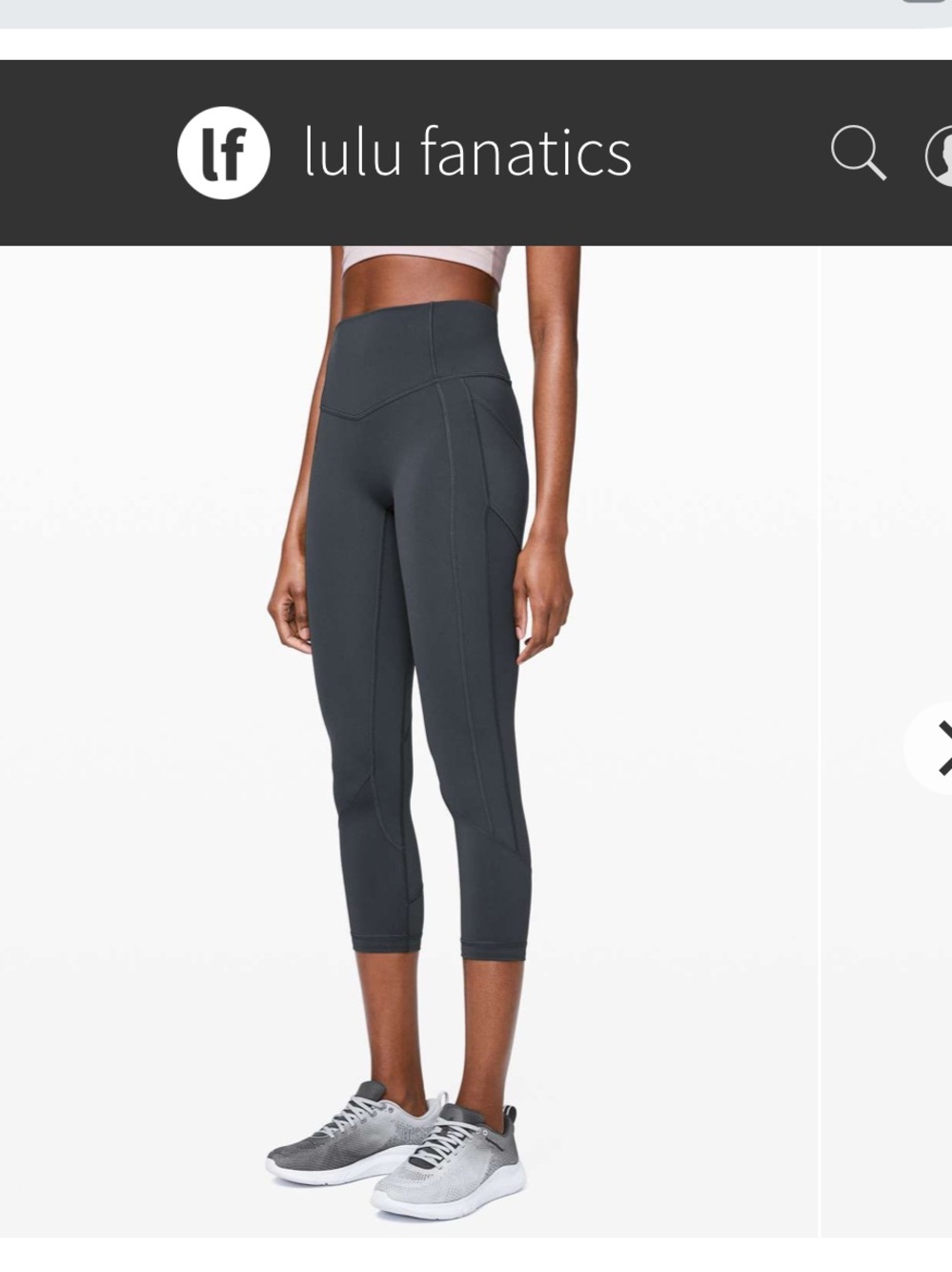 Lululemon All The Right Places Crop II 23" w Pockets Sz 4 Melanite Grey 4038